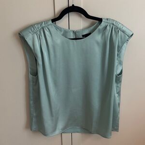 Ann Taylor Ming Green Cap Silky Sleeve Blouse NWT